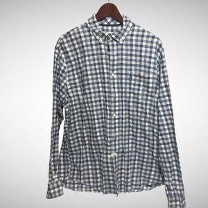 Johnnie O shirt mens large long sleeve button down blue plaid pre owned shirt